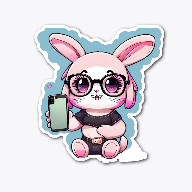 Chibi pink bunny influencer